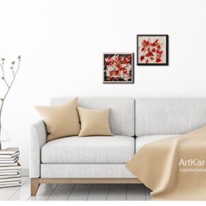 coppia di piccoli dipinti astratti