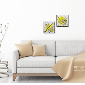 coppia di piccoli dipinti astratti