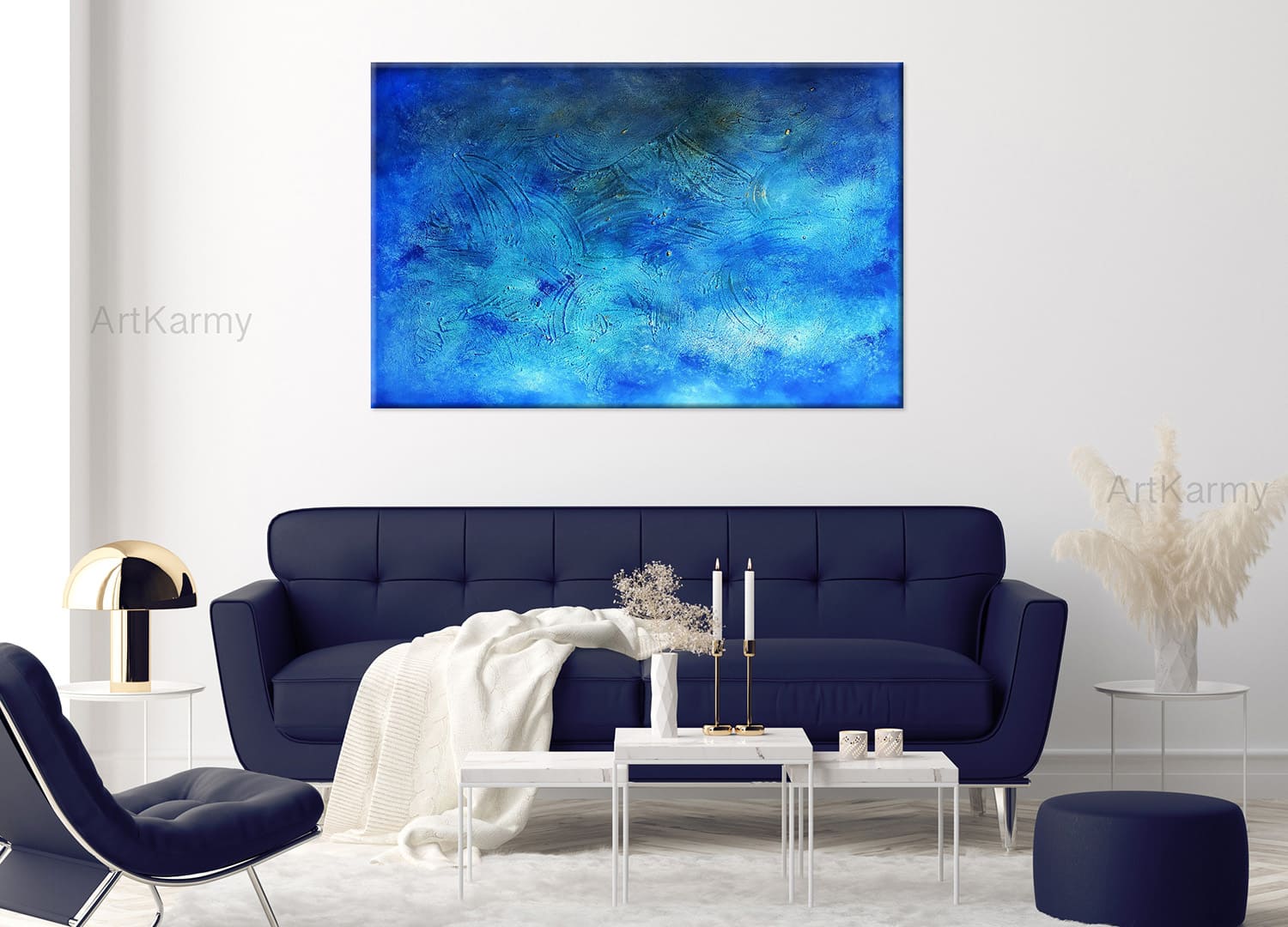 dipinto astratto moderno blu