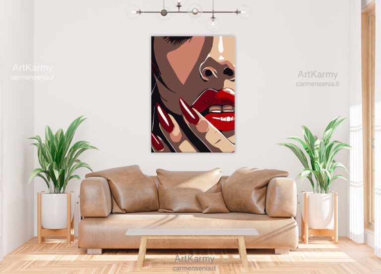 dipinto moderno con labbra rosse di donna